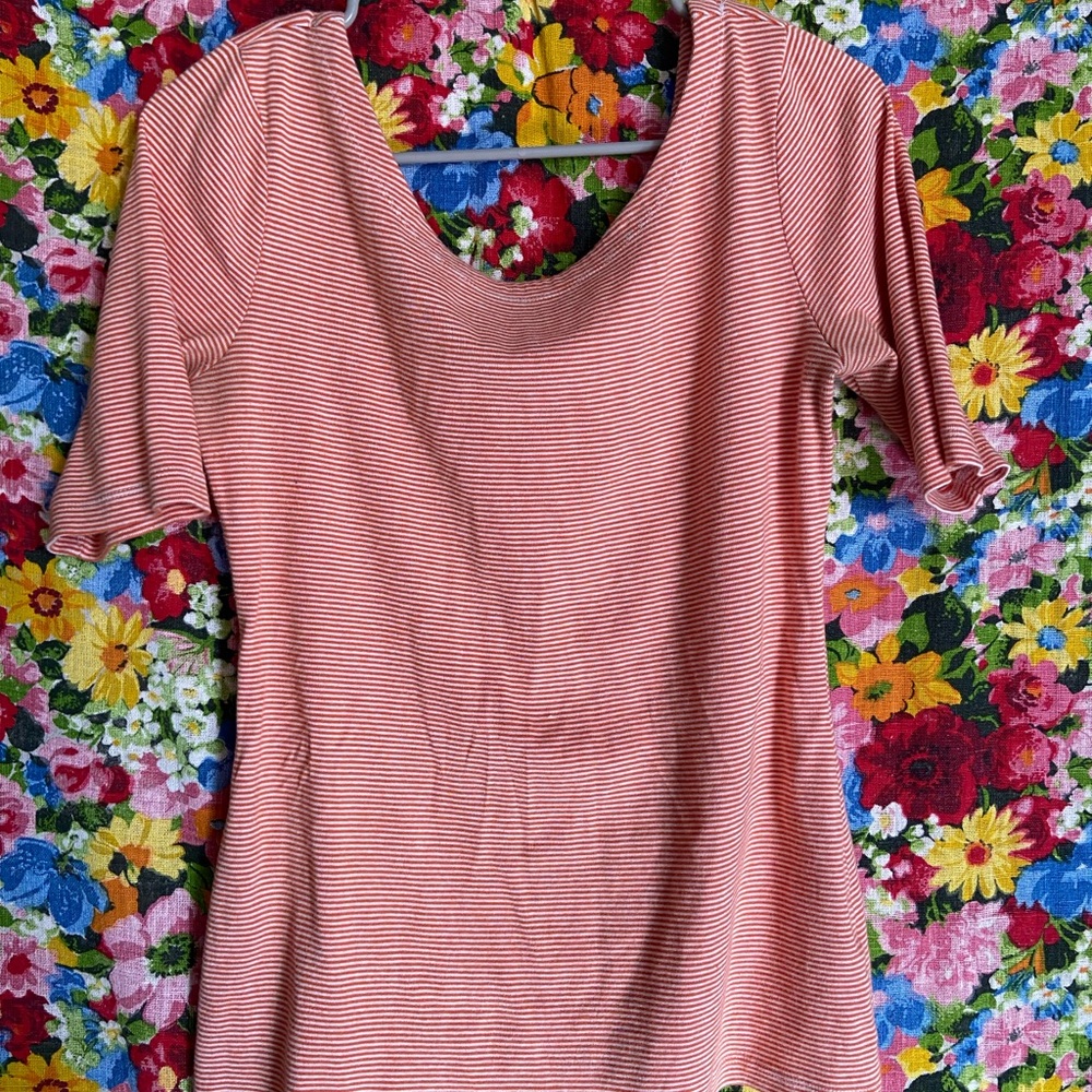 Banana republic orange striped shirt